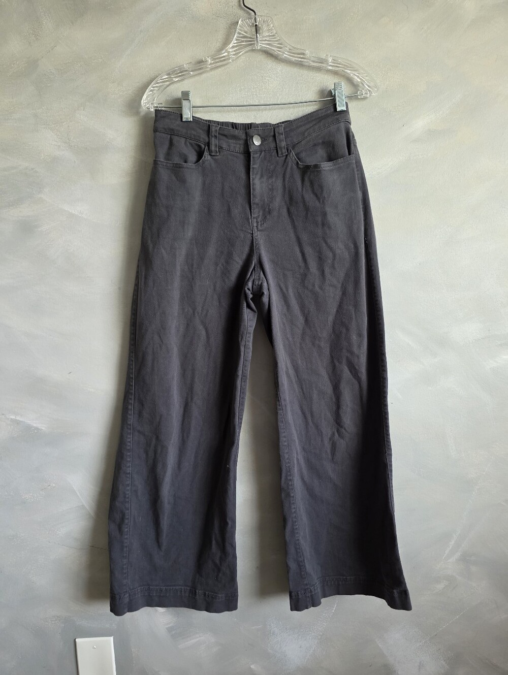 Pact Organic Stretch Wide Leg Pants Charcoal Grey Sz Small Cotton